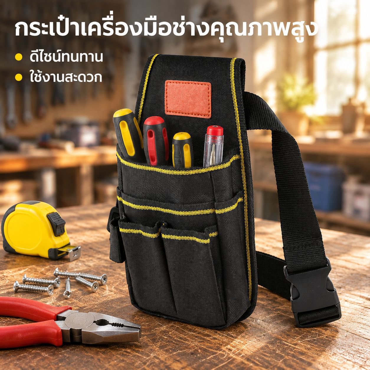 กระเป๋าใส่เครื่องมือแบบหลายช่อง ทนทานต่อการสึกหรอ สำหรับช่างไฟฟ้า
