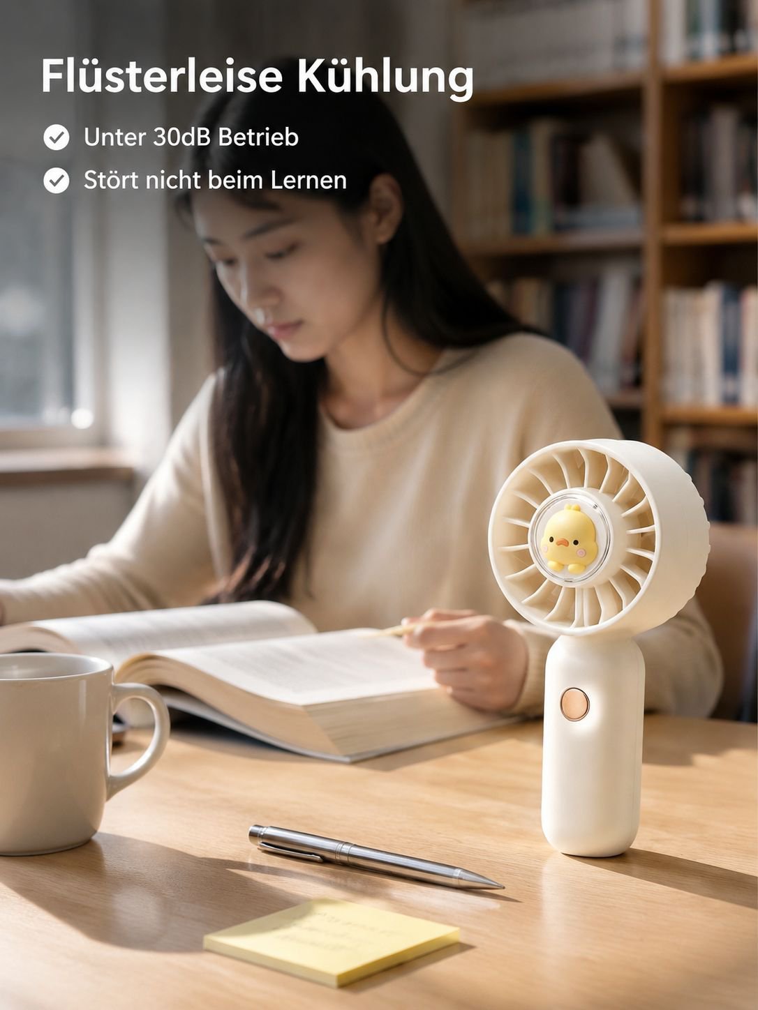 Geräuscharmer Handventilator für Studenten