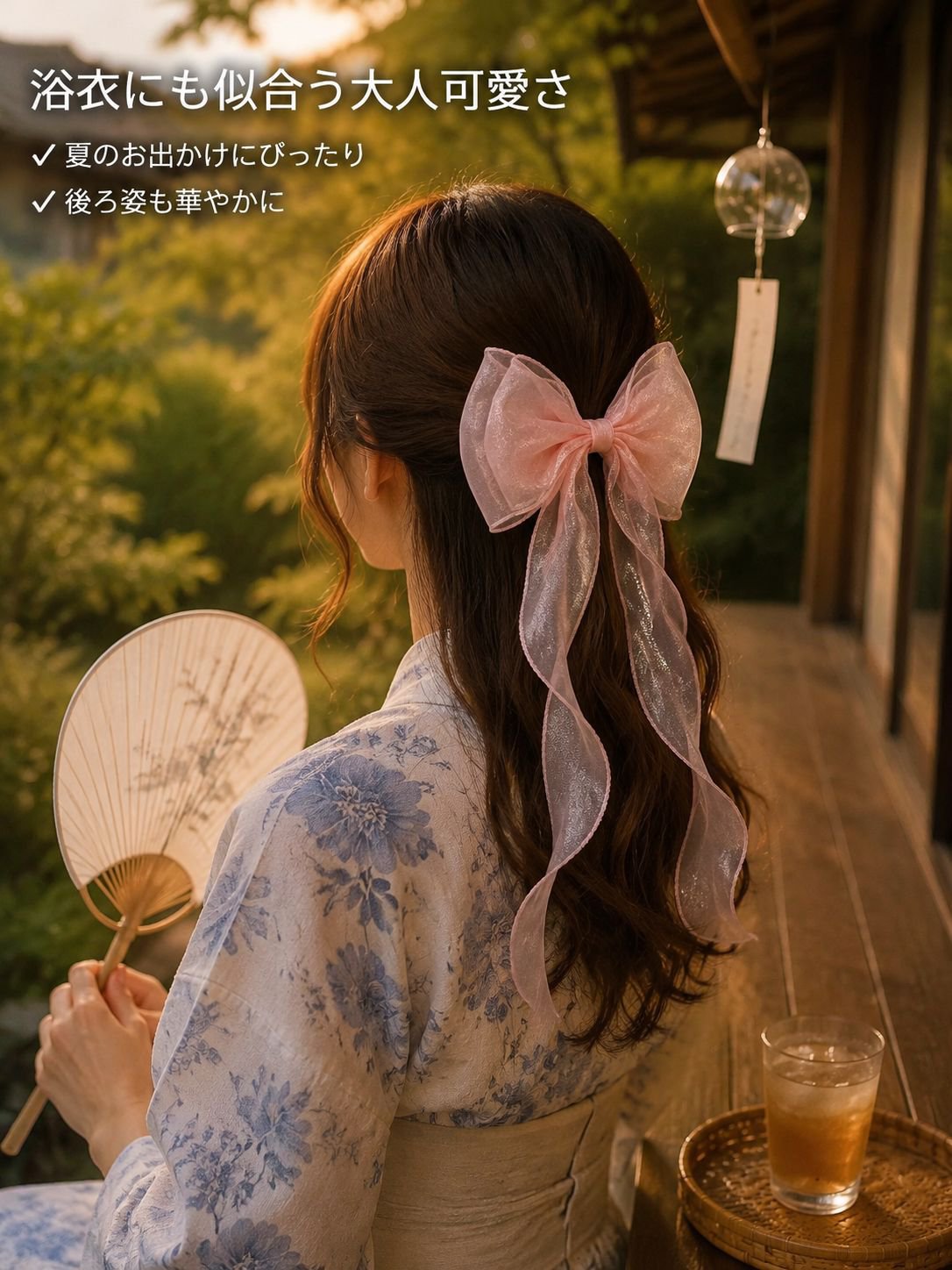 女性用メッシュリボンヘアクリップ