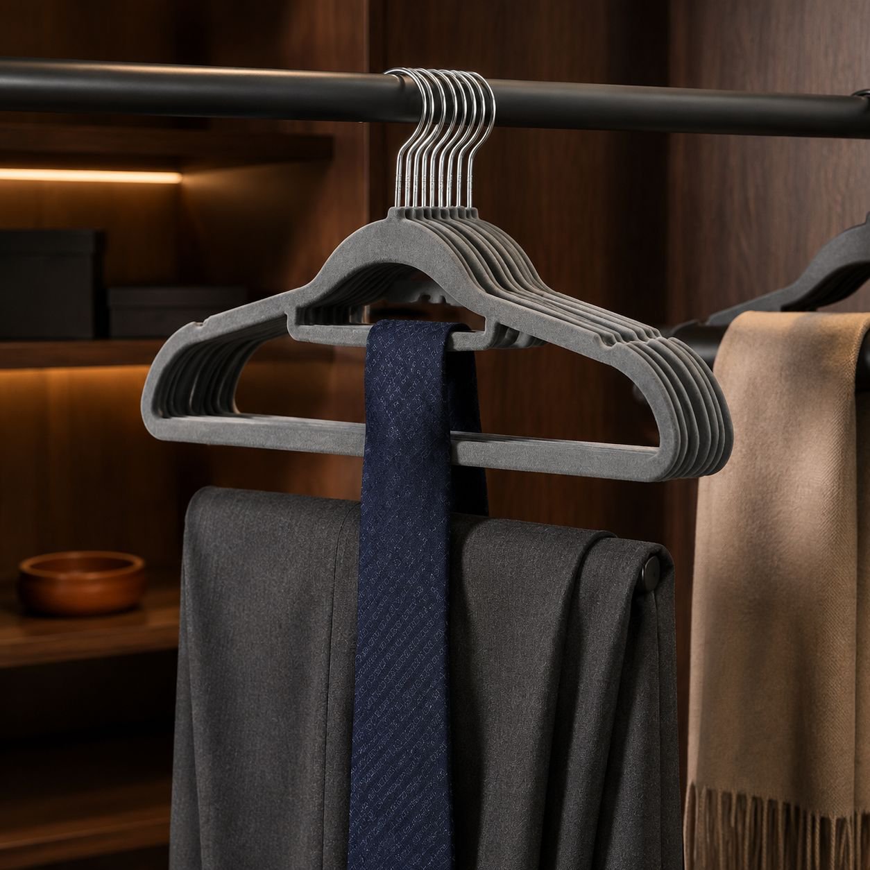 Rieles organizadores con accesorios colgantes