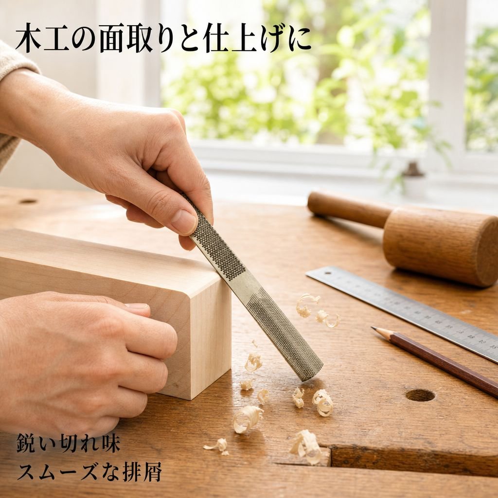 木工彫刻用ワックスコードヤスリ 四面彫刻ヤスリ