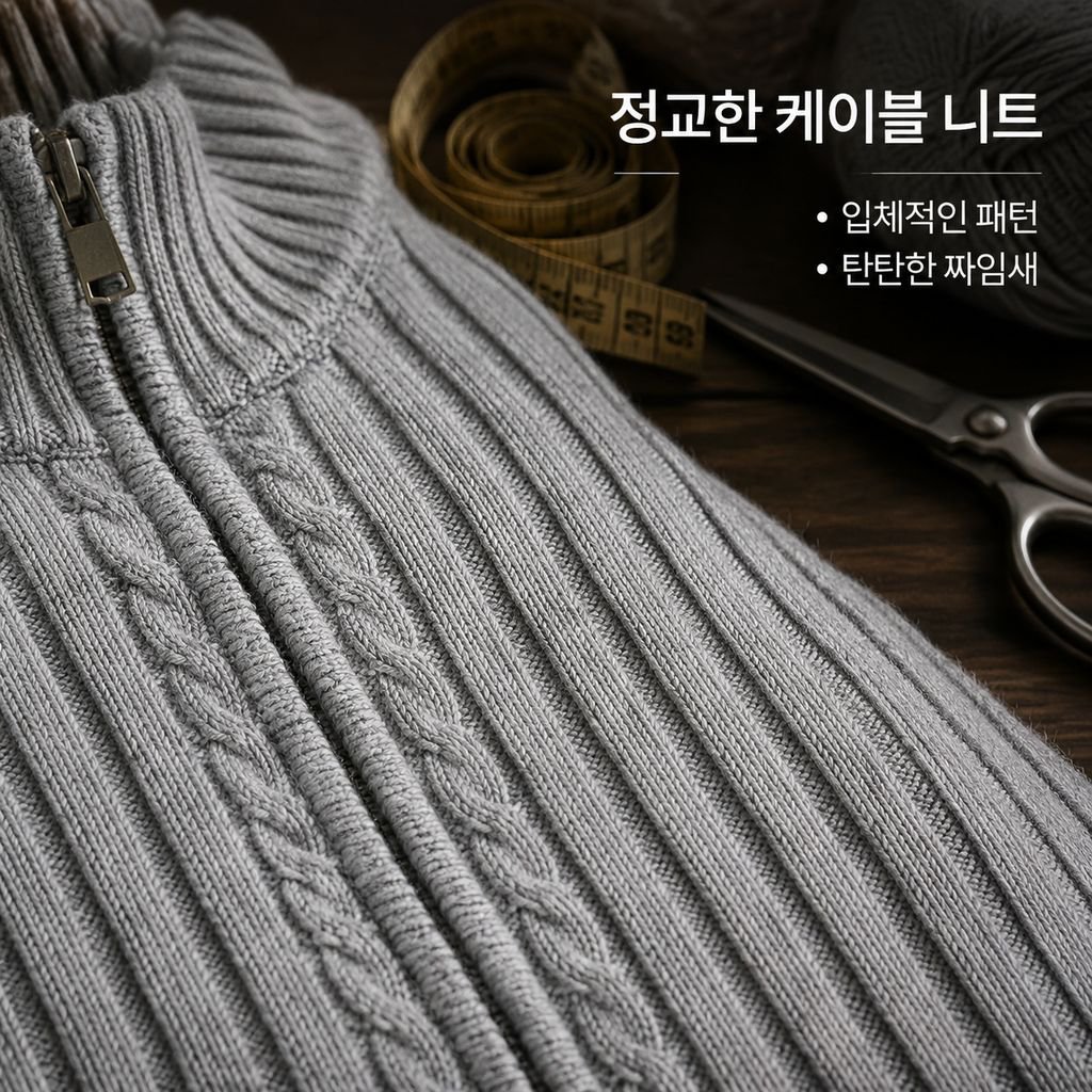 남성용 가을/겨울 스트라이프 니트 스웨터 가디건