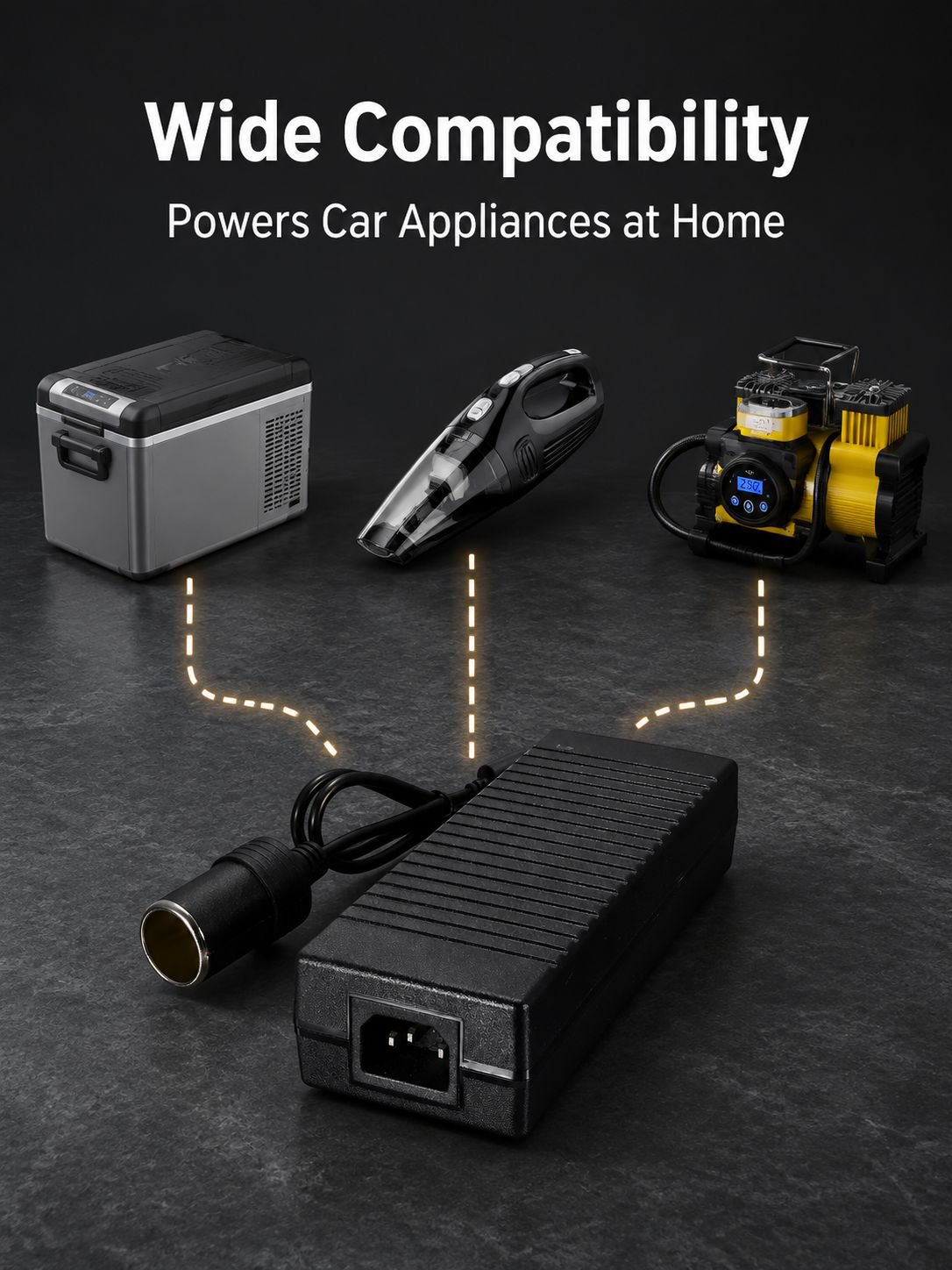 Japanese standard AC/DC converter adapter, 12V 15A 180W, suitable for household and vehicle use. Sup