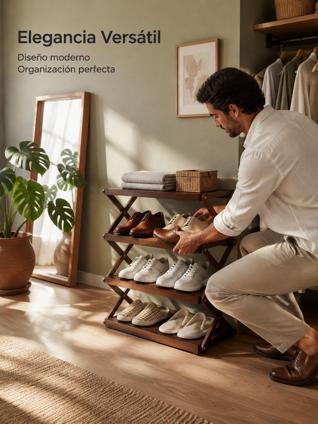 Zapatero plegable multifuncional de varias capas para el hogar, ligero y de fácil acceso