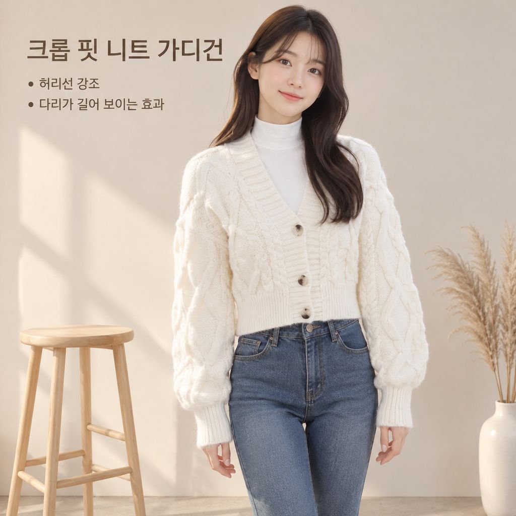 가을 여성 V넥 꽈배기 니트 가디건 크롭 숏 스웨터