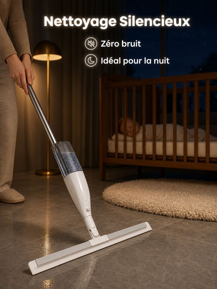 Balai raclette avec spray pour carrelage et surfaces lisses