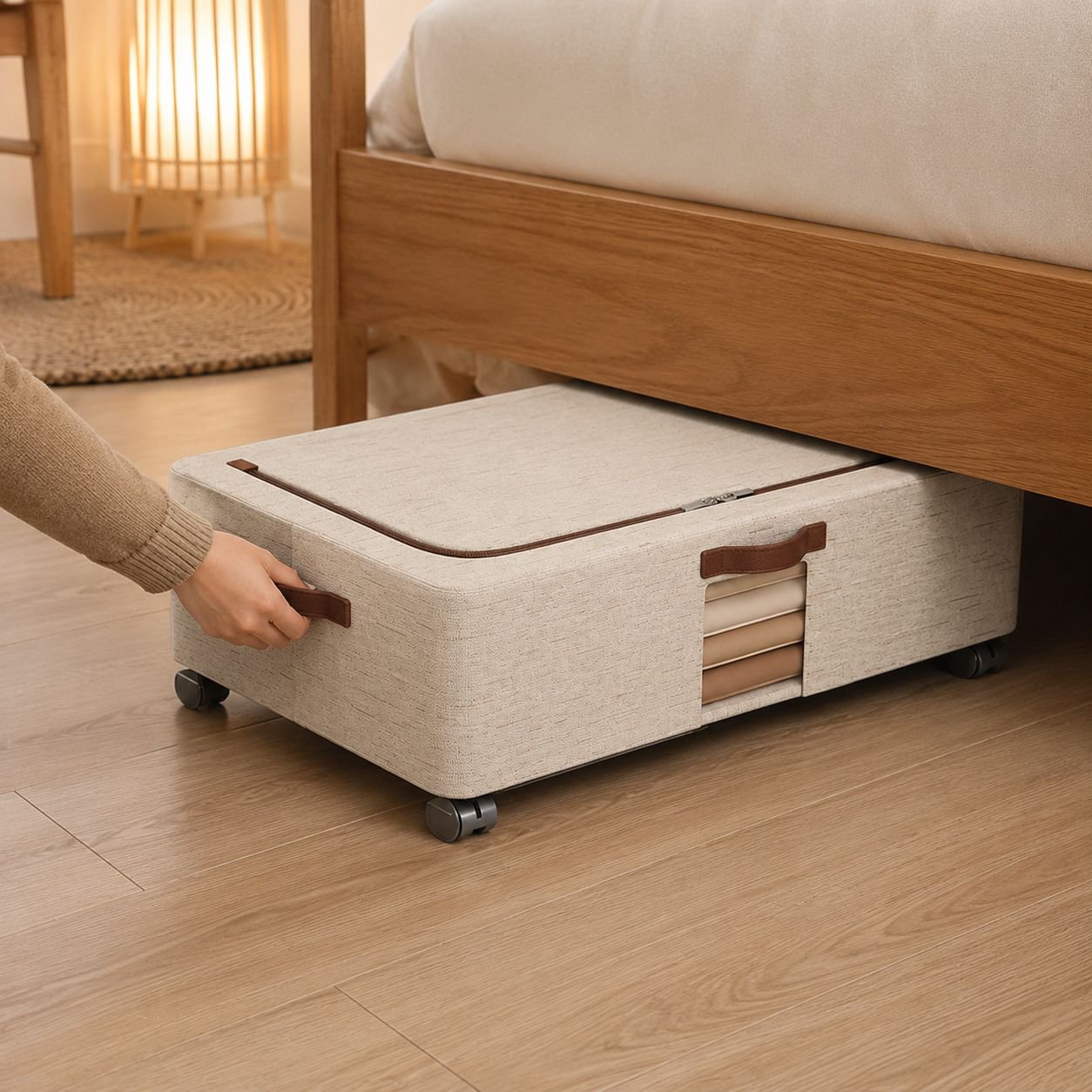 おしゃれなデザインの綿麻収納ボックス