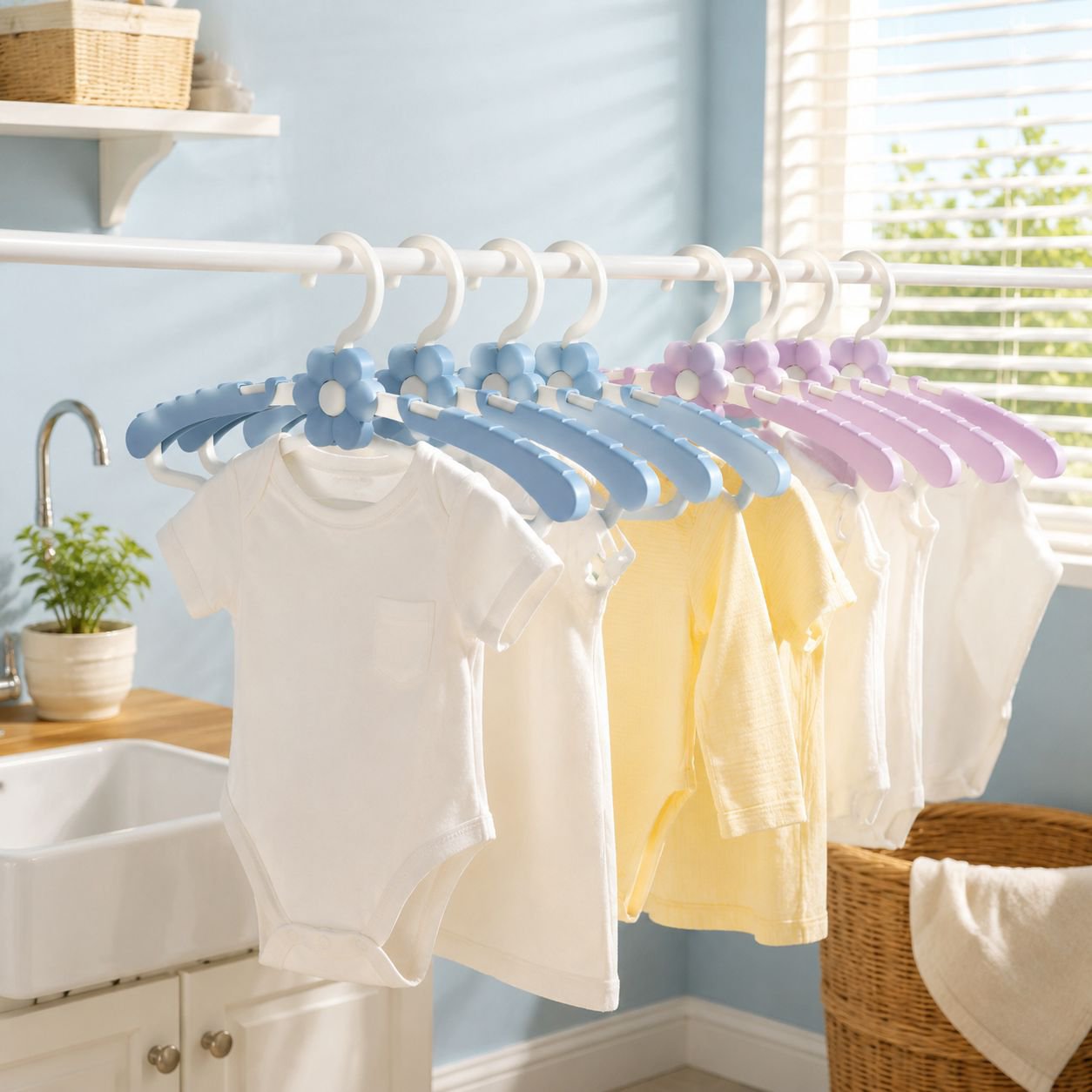 No-mark baby hanger preventing creases on clothes