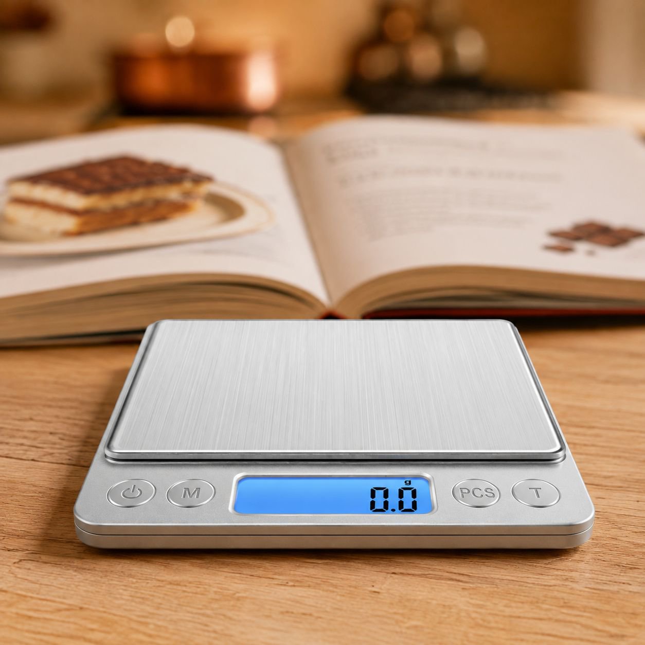 Pesée d'ingrédients pour pâtisserie avec balance électronique