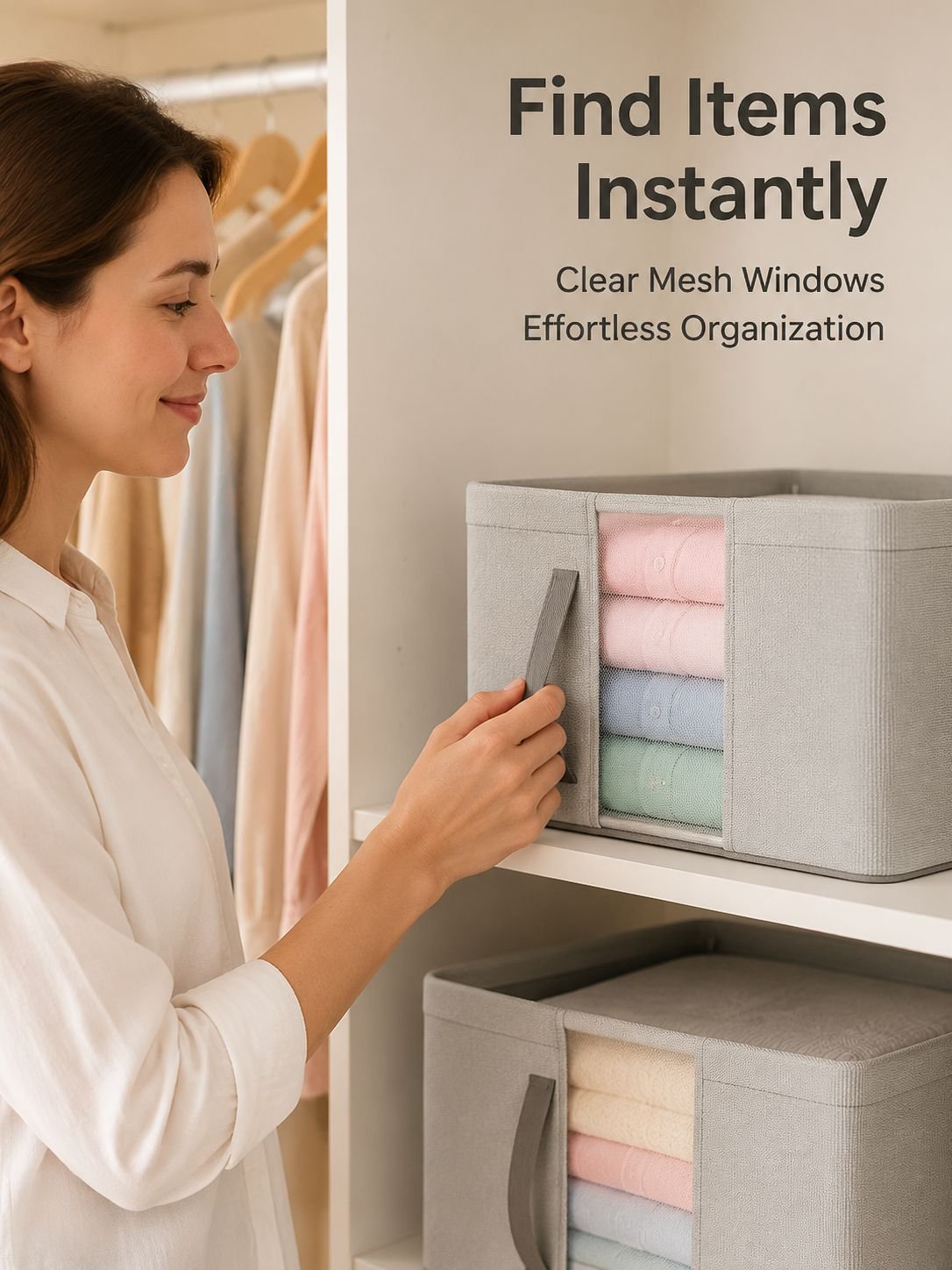 Oxford cloth mesh steel frame visible storage box