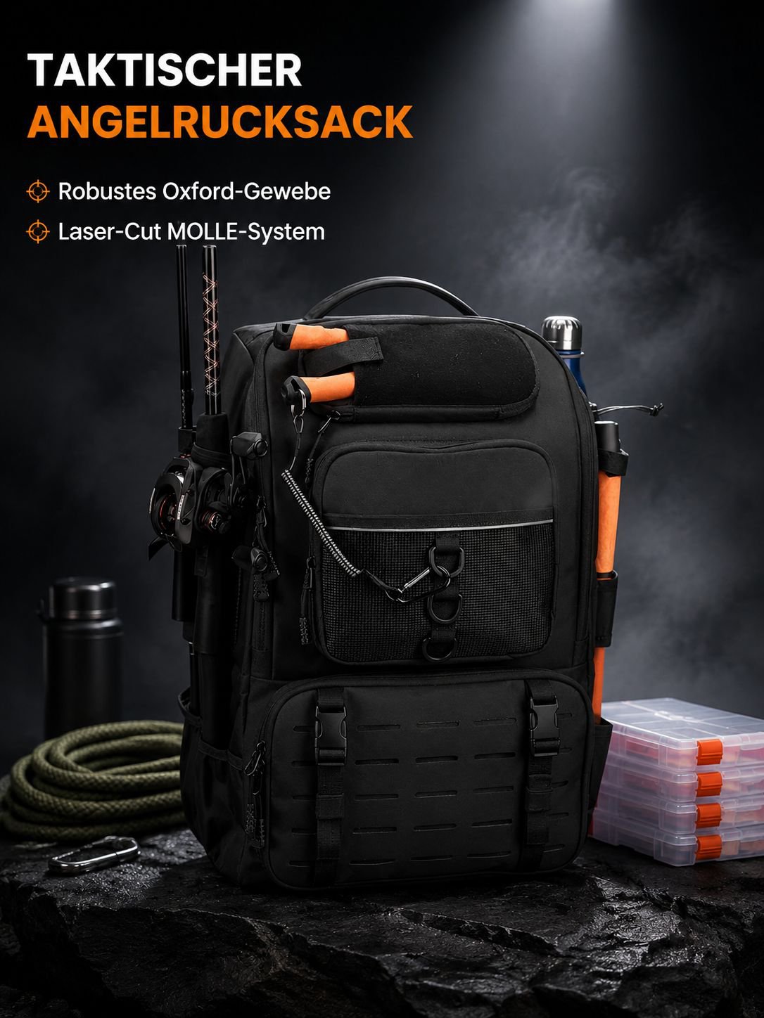 Neuer faltbarer multifunktionaler Outdoor-Angelrucksack mit großer Kapazität