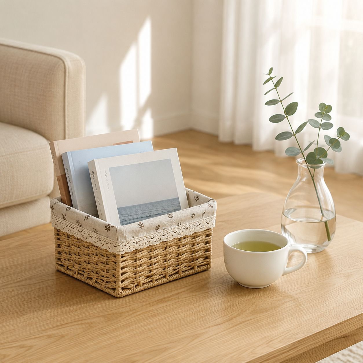 家庭用デスクトップ布製収納バスケット