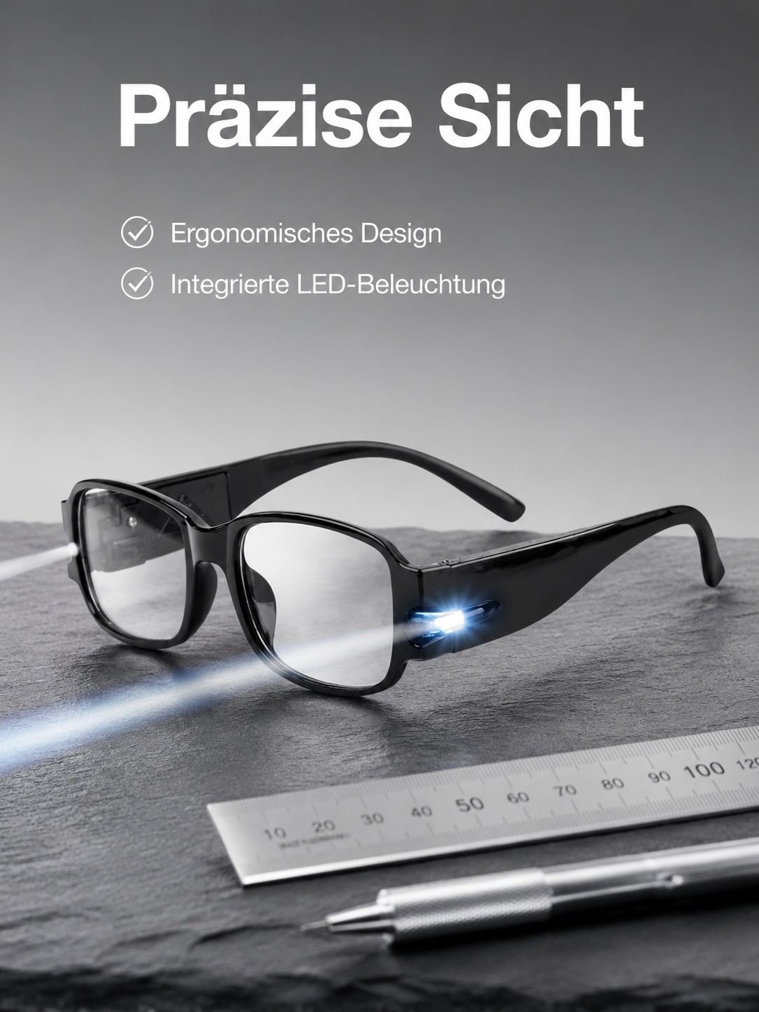 Night Vision LED Magnifying Glasses with UV Protection and Banknote Verification Function for Optica