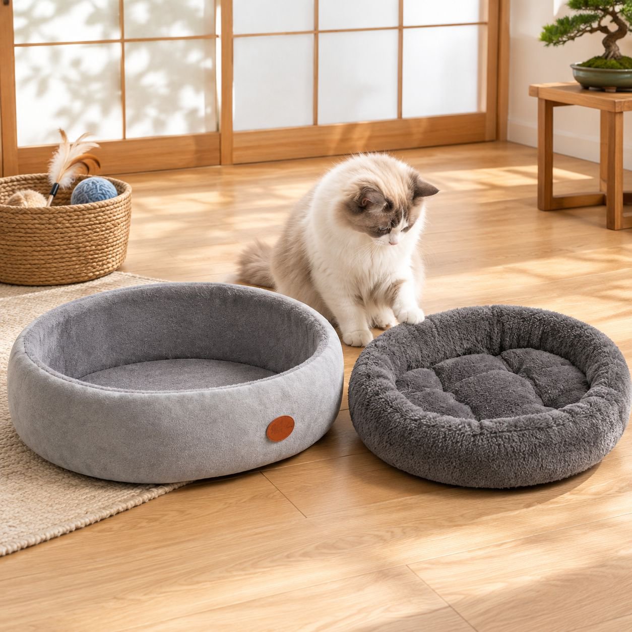 保温性抜群の冬用猫ベッドで暖まる猫