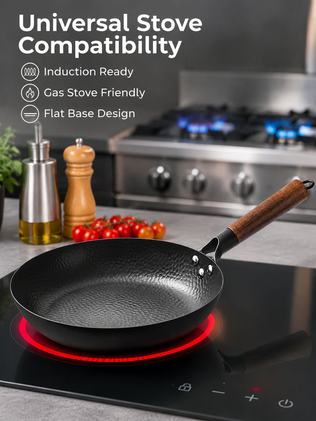 Uncoated Hammered Frying Pan