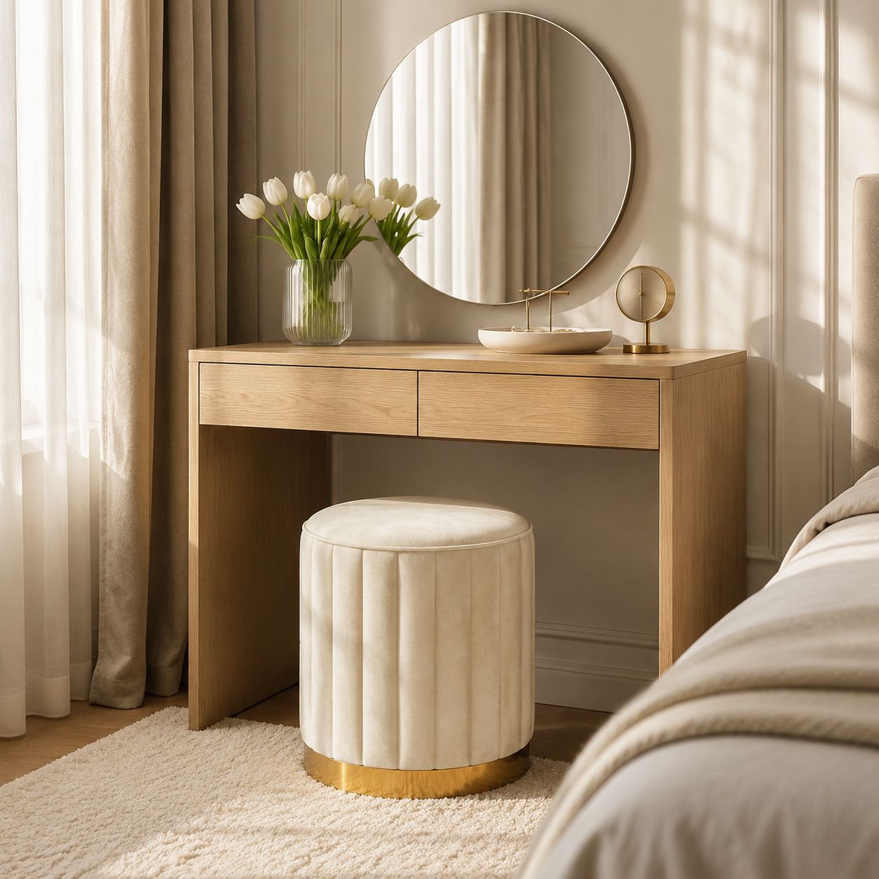 Modern Simple Makeup Stool Storage Round Stool Bedroom Sofa Stool