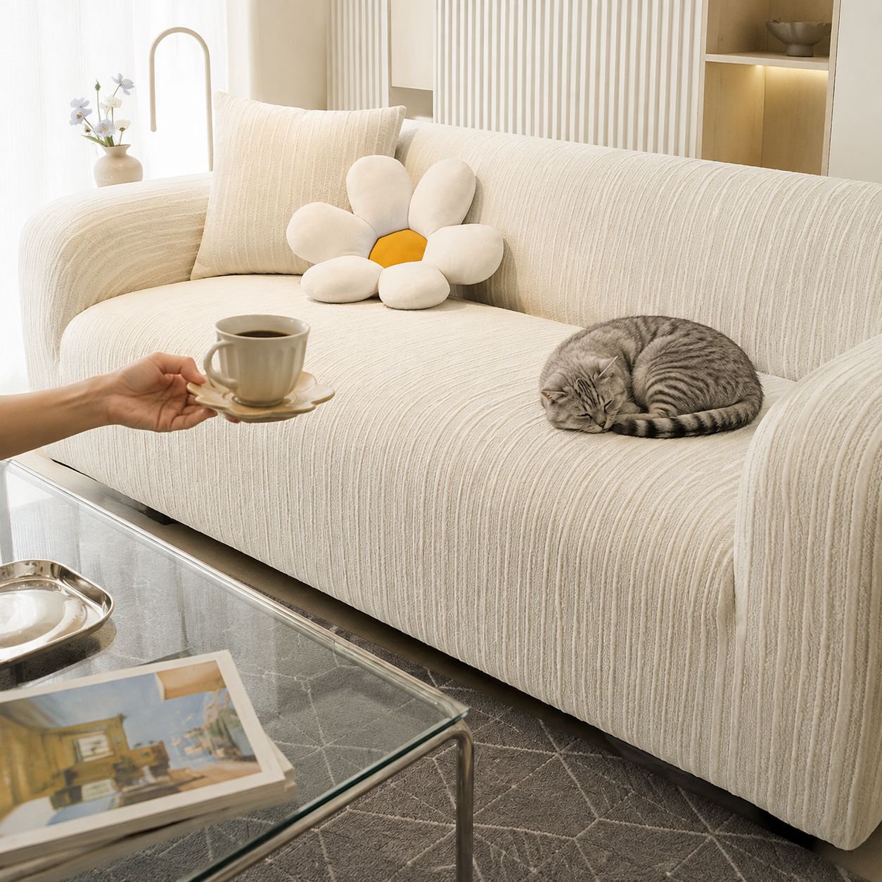 Housse de canapé élastique anti-griffures de chat, intégrale, universelle