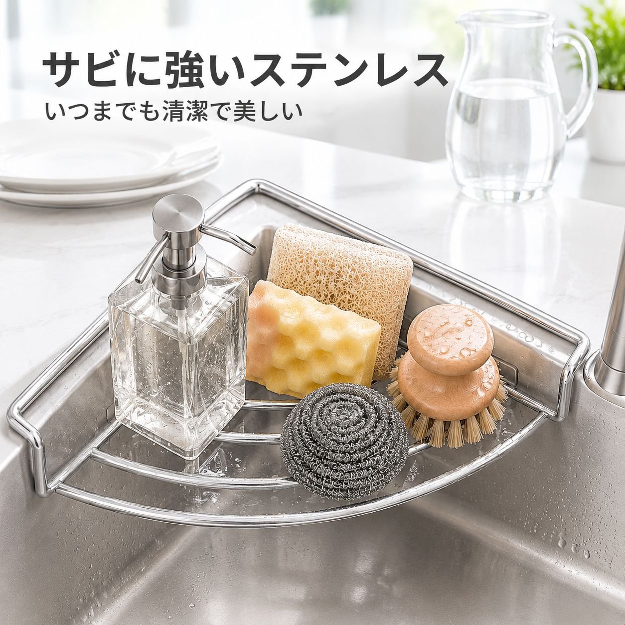 キッチン三角水切りラックシンク収納ラック雑巾収納蛇口周り収納料理用品