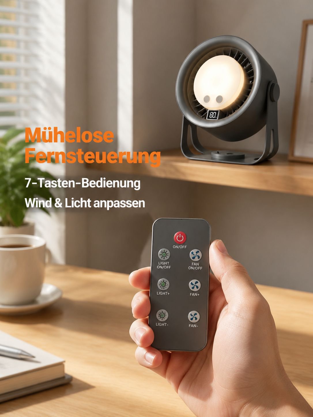 Energiesparender Tischventilator für Büro und Zuhause