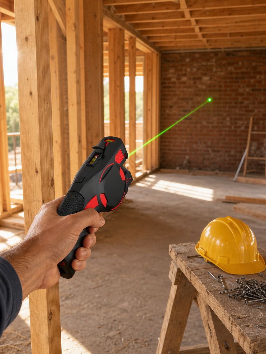 High precision laser measuring tape in use