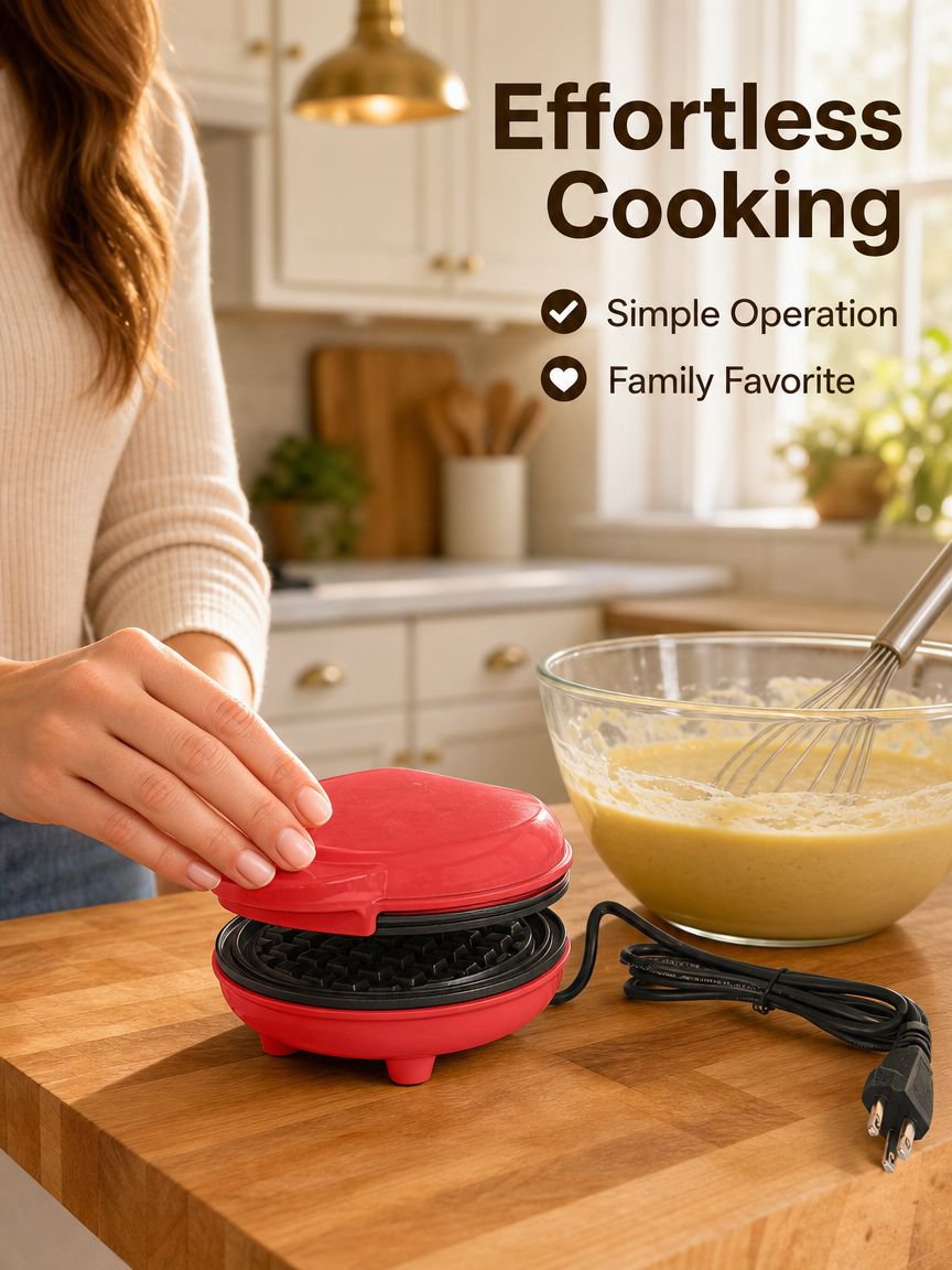 Home Portable Round Mini Waffle Maker