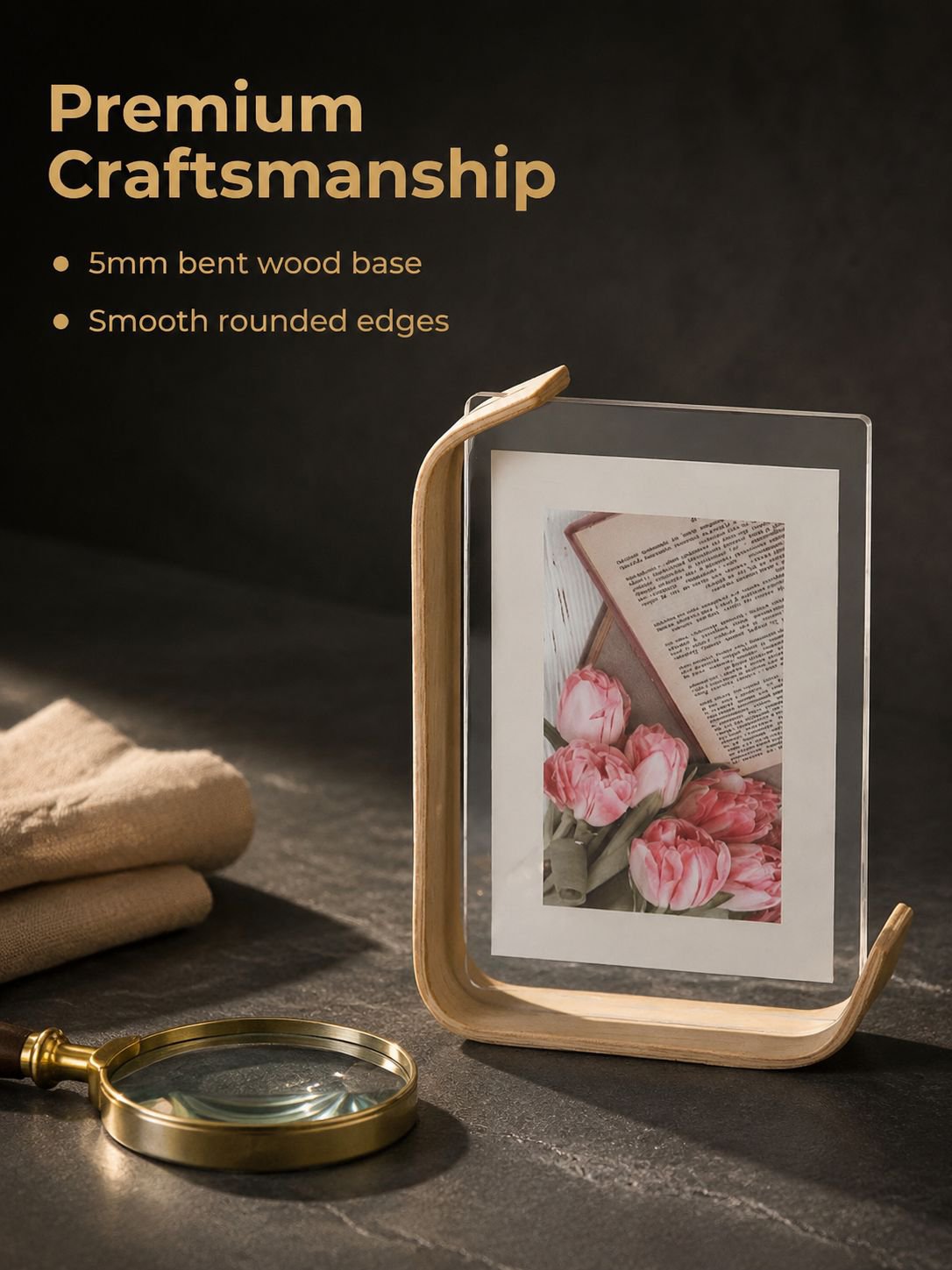 7-Inch Clear Double-Sided Acrylic Photo Frame Stand