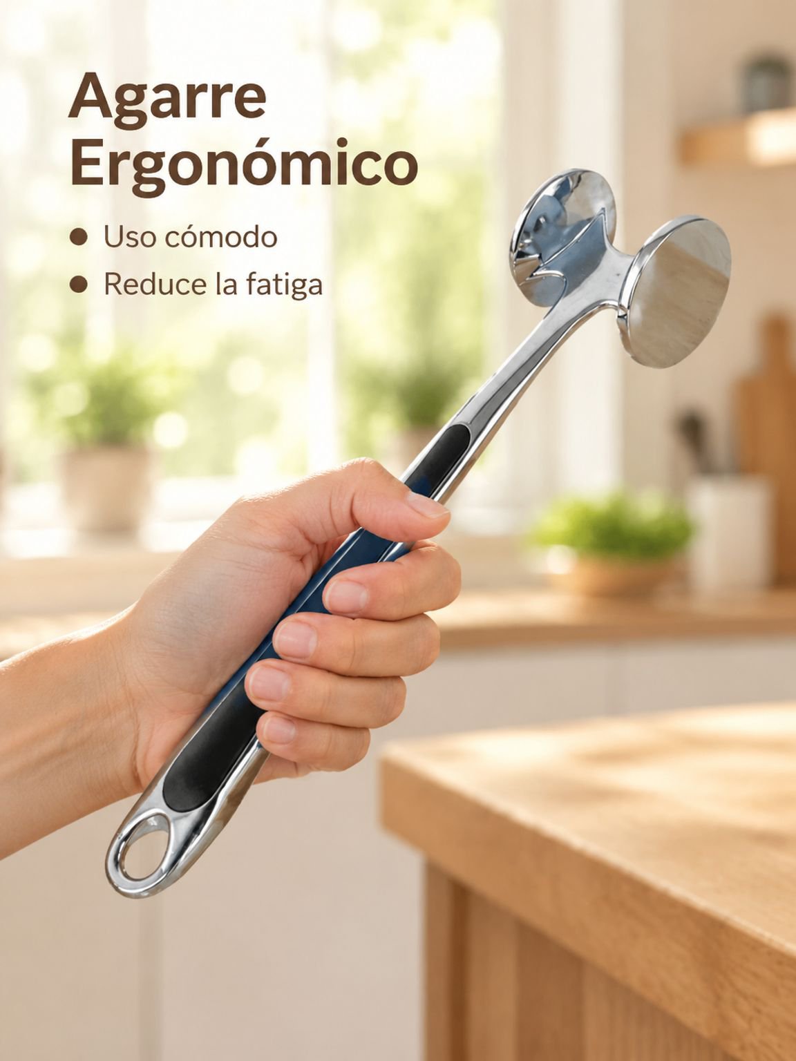 Herramienta de cocina: martillo ablandador de carne de acero inoxidable doble cara