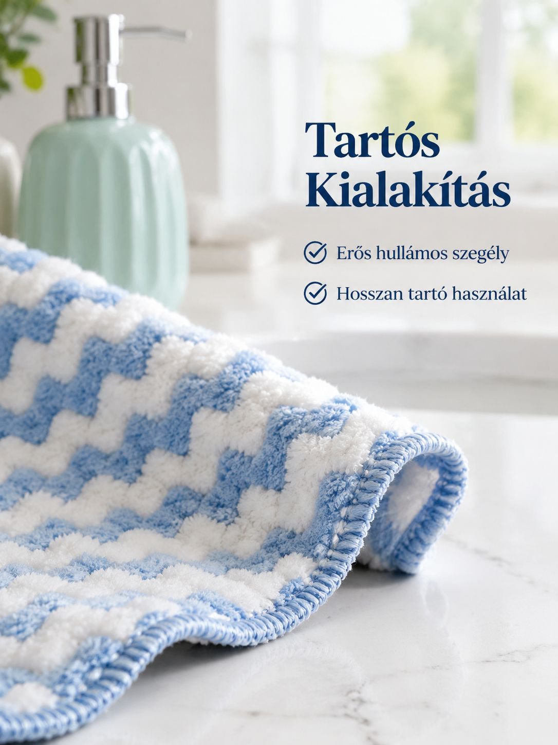 Puha és vastag hullámos törlőkendő tisztításhoz