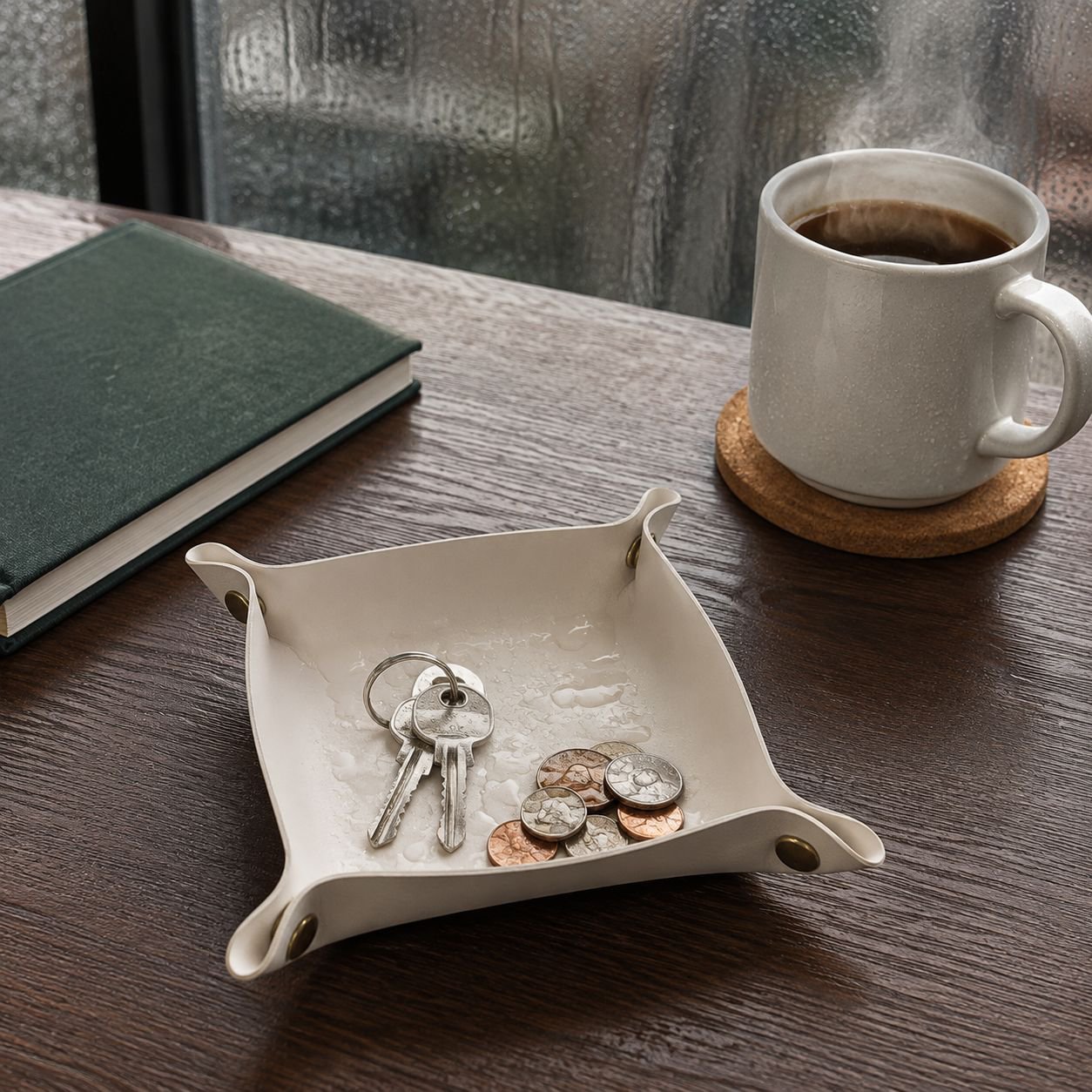 Multi-functional PU leather storage box front view