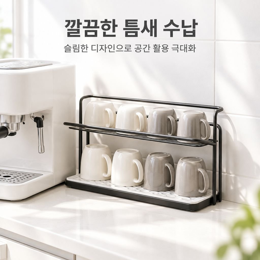 책상 컵 받침대 물빠짐 컵 물컵 와인잔 유리컵 이층 철제로 된 정리대 가정용 침실 정리대