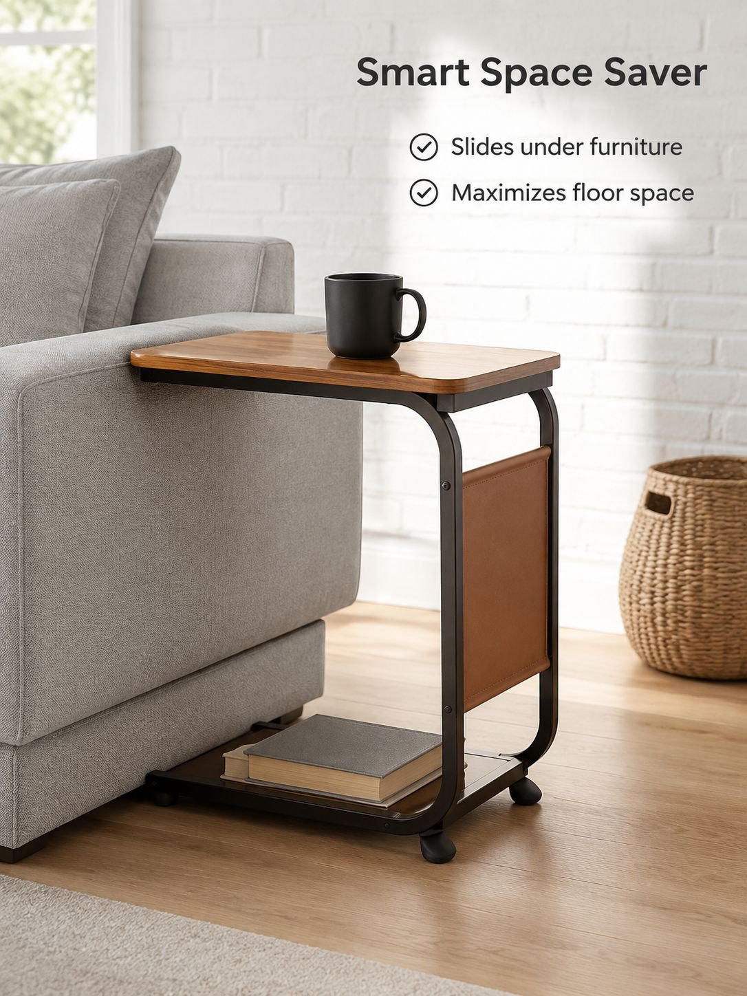 Compact corner end table with stylish design for small spaces