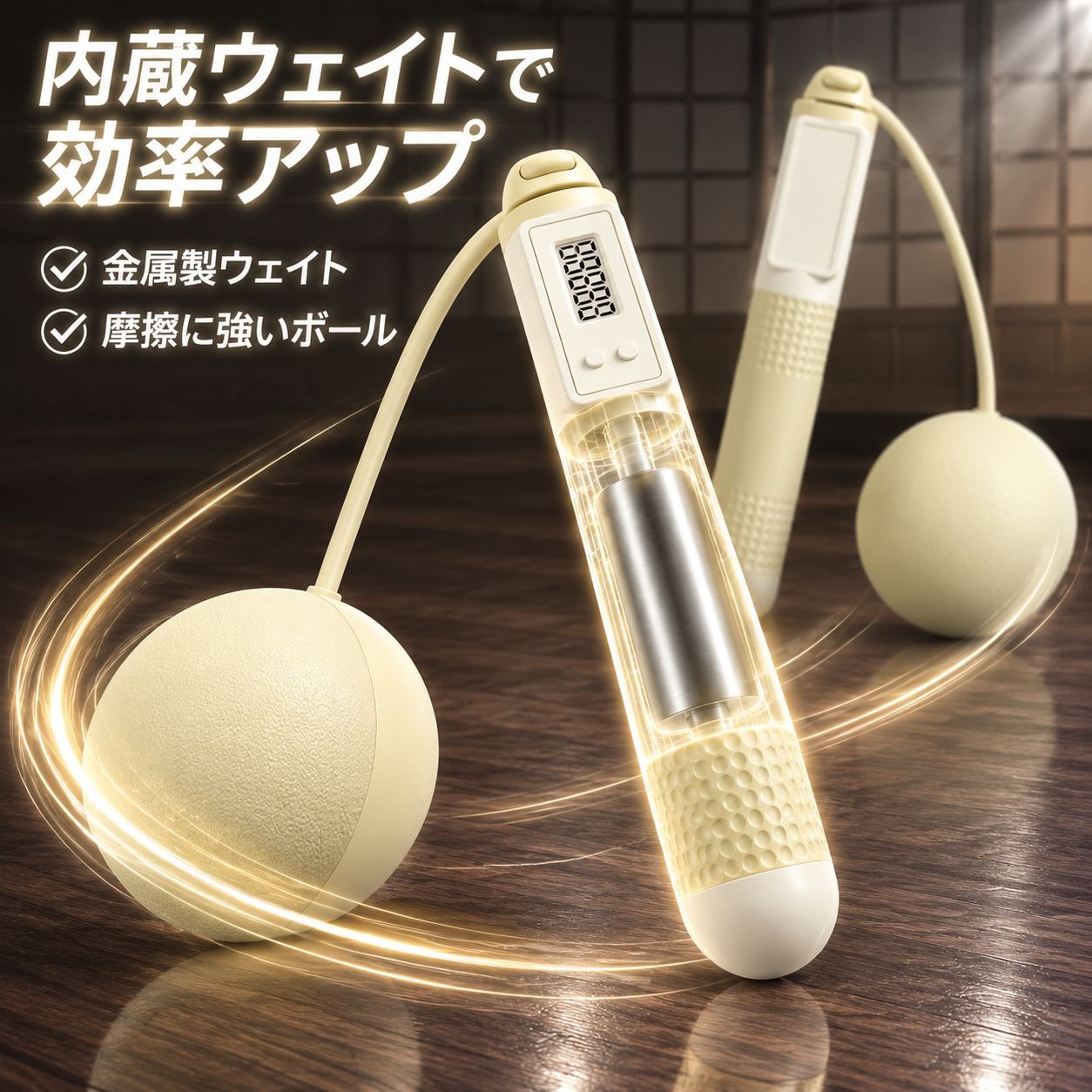 家庭用スマートコードレス縄跳び 加重スチールロープ 大人用