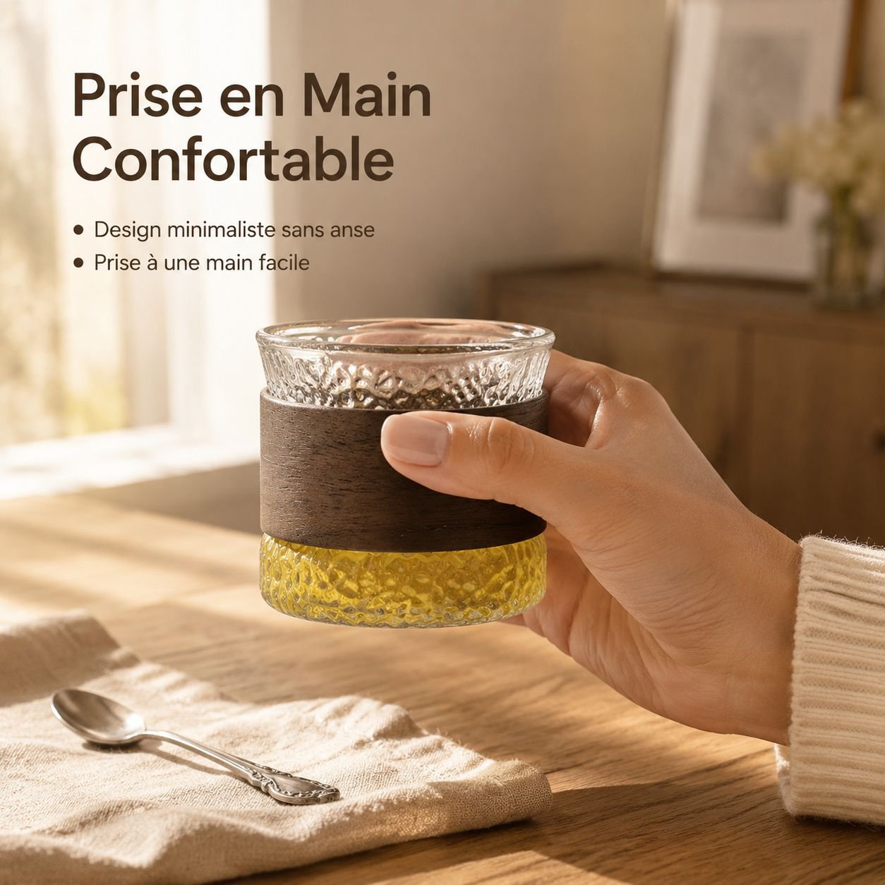 Tasse à thé en verre borosilicate martelé