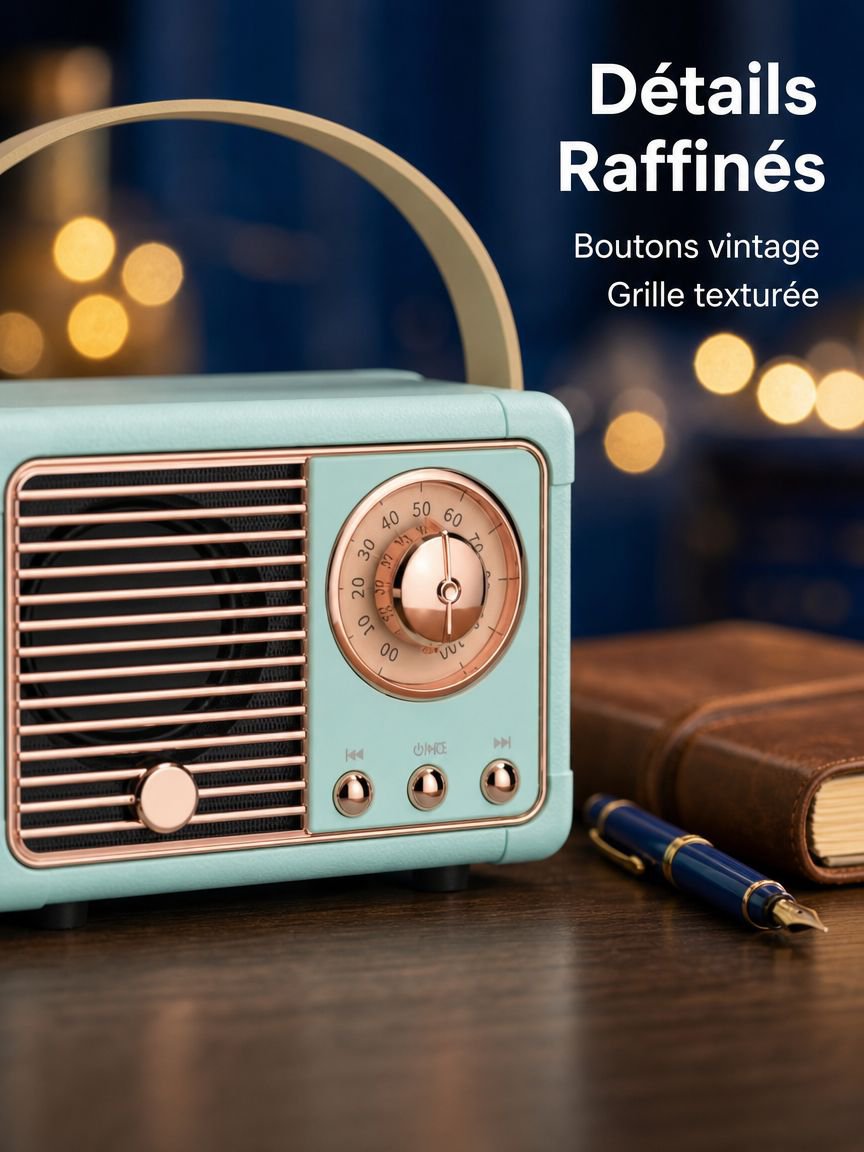 Enceinte Bluetooth portable au design rétro radio créatif