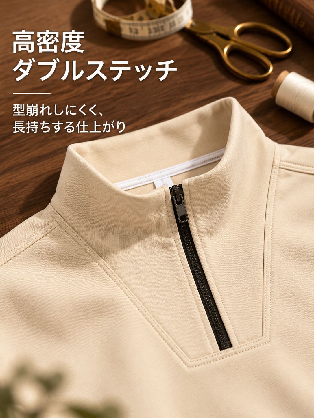 シンプルデザインのメンズハーフジップスウェットシャツ後ろ姿