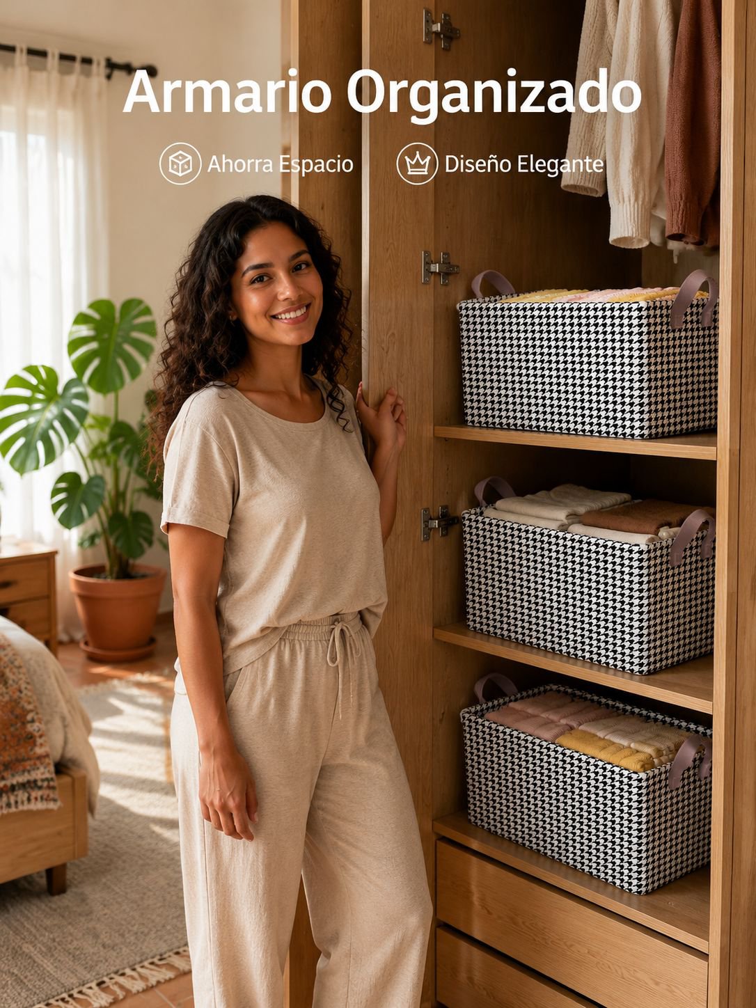 Caja de almacenamiento de ropa plegable portátil con diseño de pata de gallo