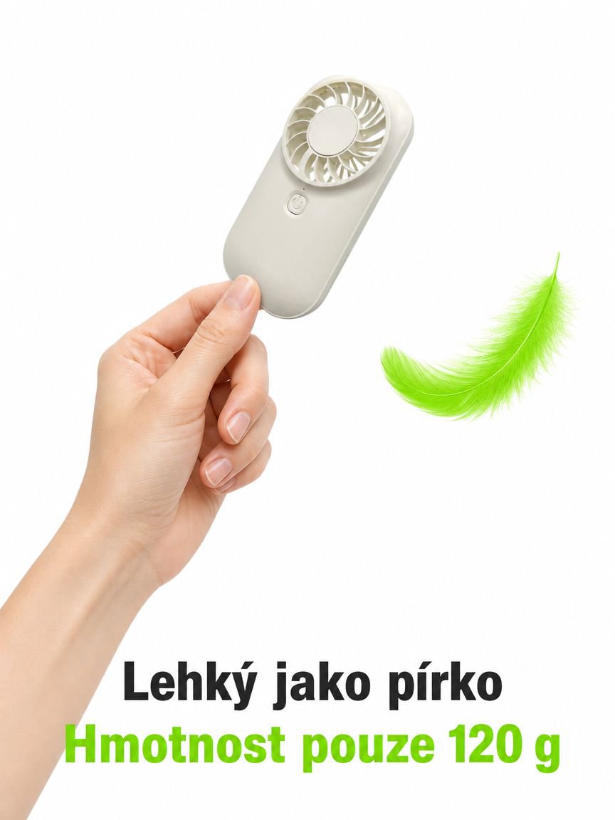 Ventilátor vhodný do kabelky nebo batohu