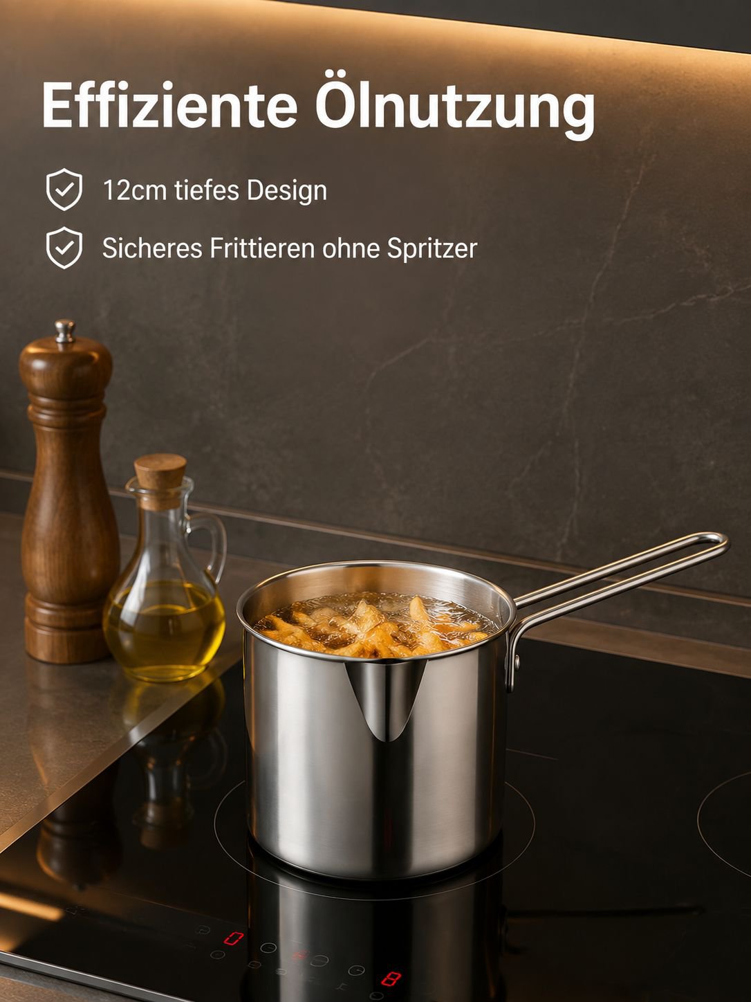 Multifunktionale Fritteuse aus Edelstahl