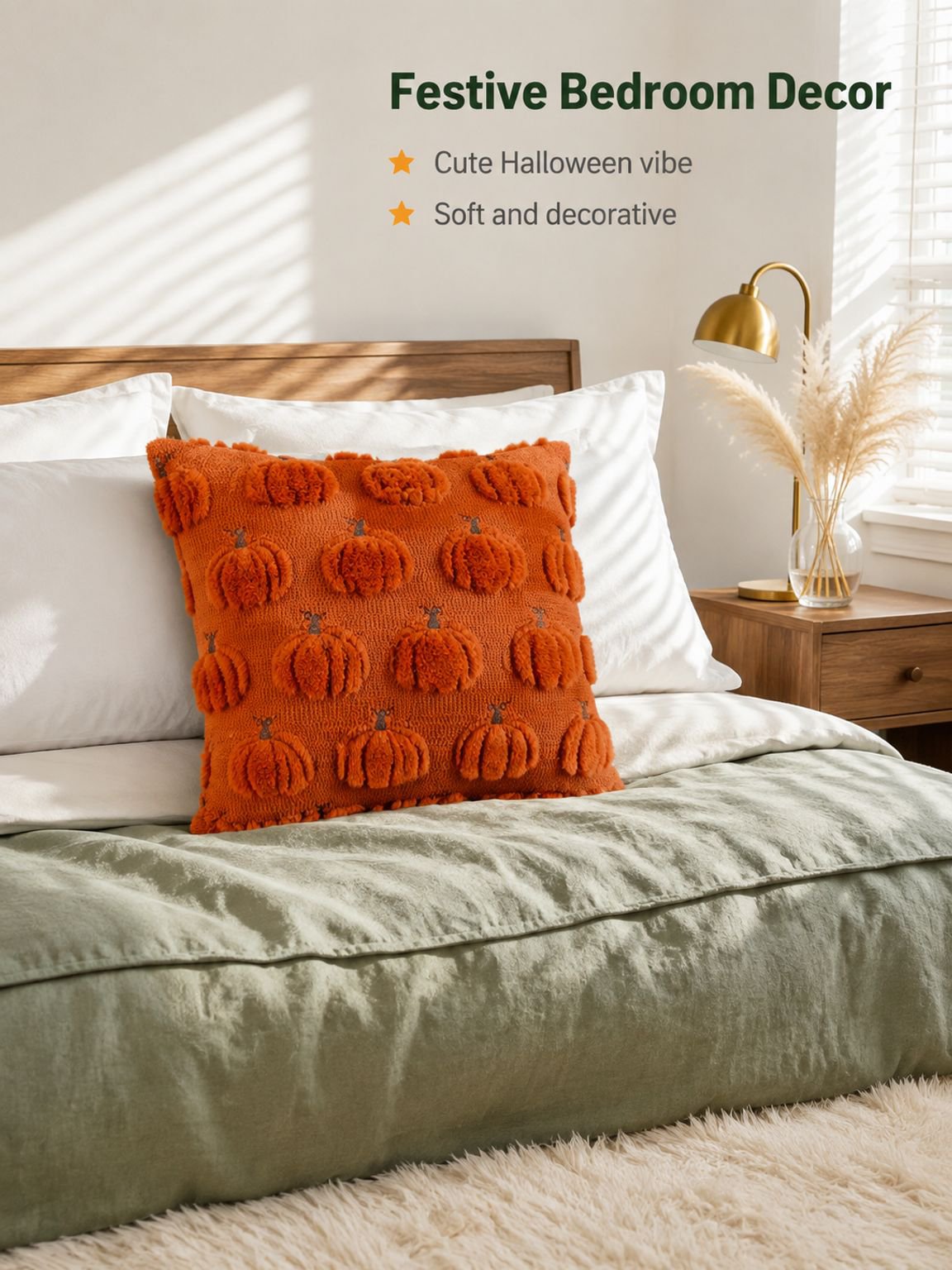 Halloween Pumpkin Ghost Plush Pillow Cover Fun Decor