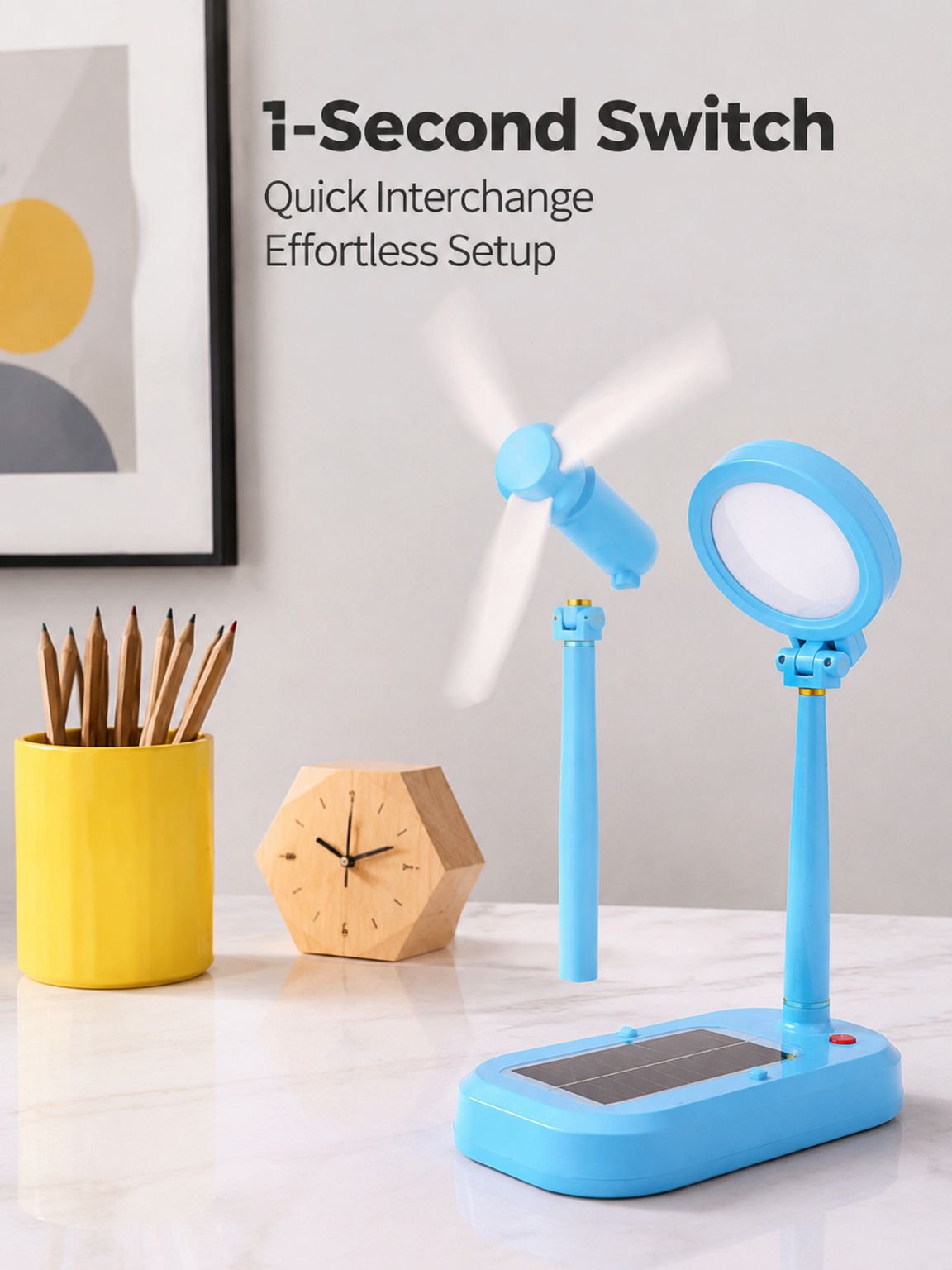 Solar Rechargeable Desk Lamp Study Fan