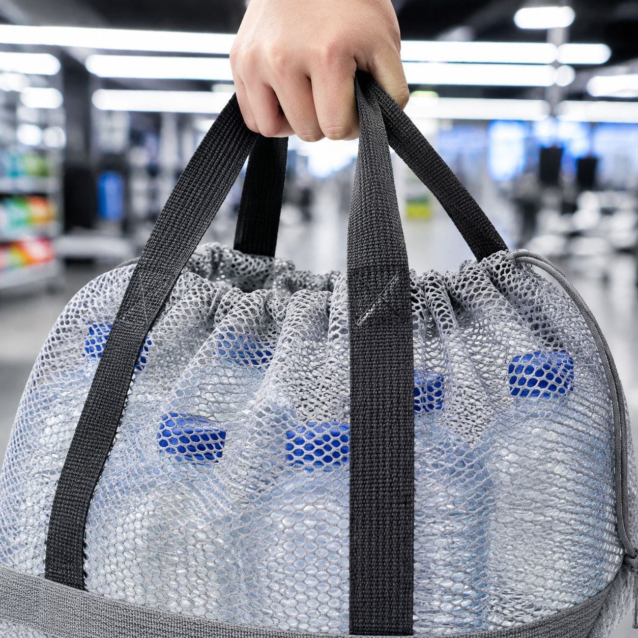 Portable shopping bag fits in handbag or pocket