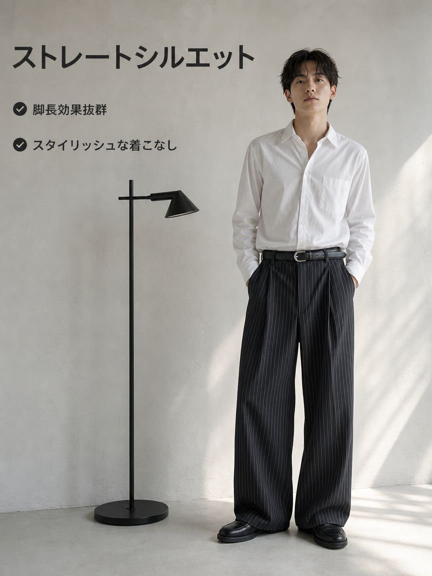 レトロストレートストライプスーツパンツ
