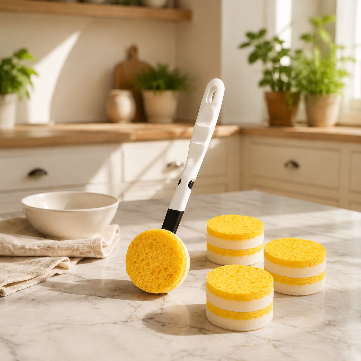 Cepillo de algodón para ollas con mango largo para cocina, limpiador doméstico, borrador mágico