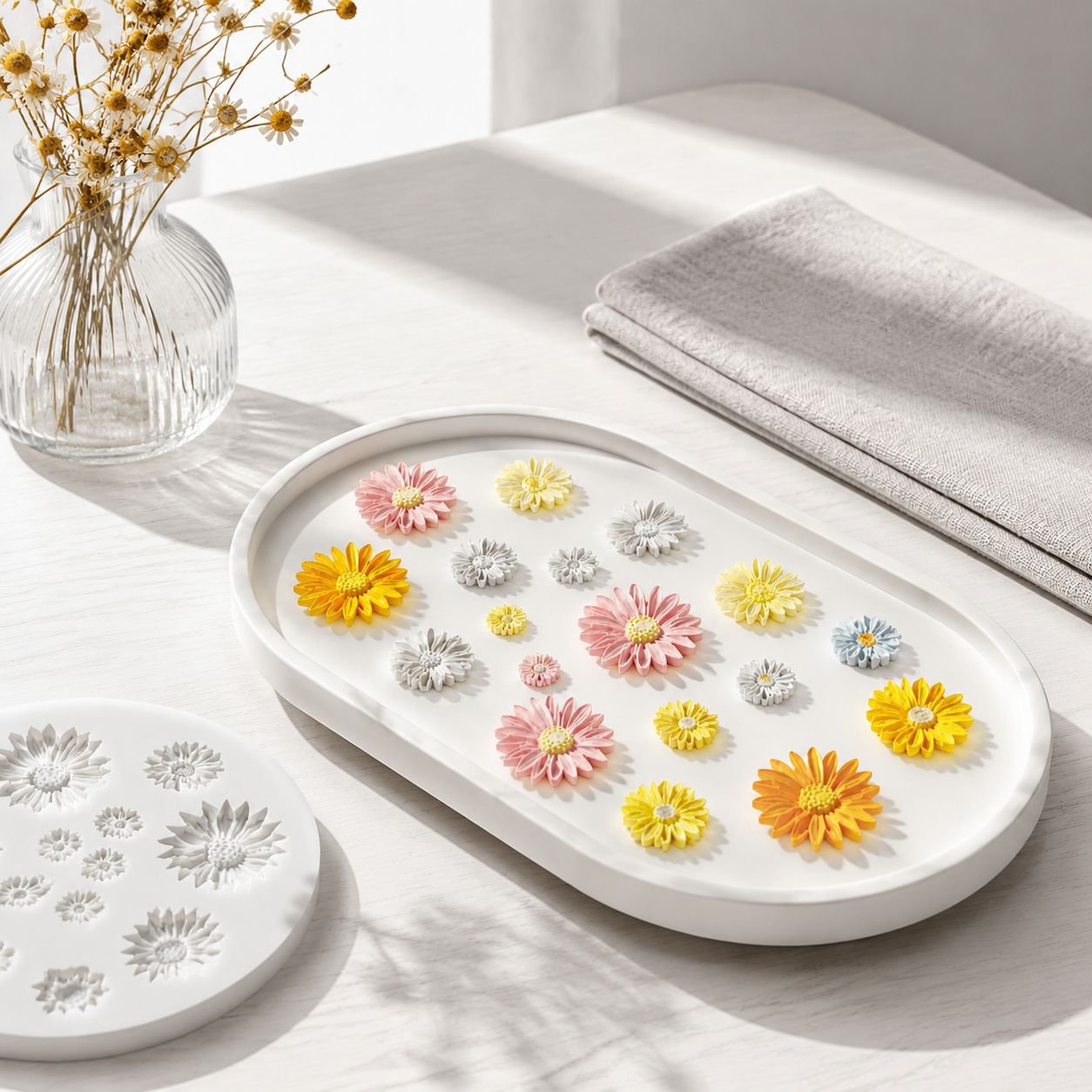 Kerzen-Set Gänseblümchen Sonnenblume Silikonform