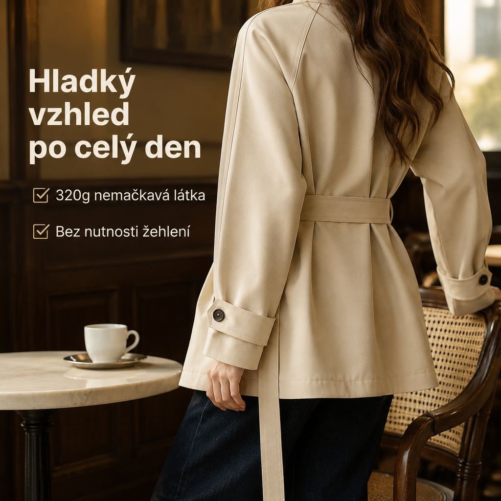 Podzimní trendy korejský minimalistický dámský trenčkot novinka