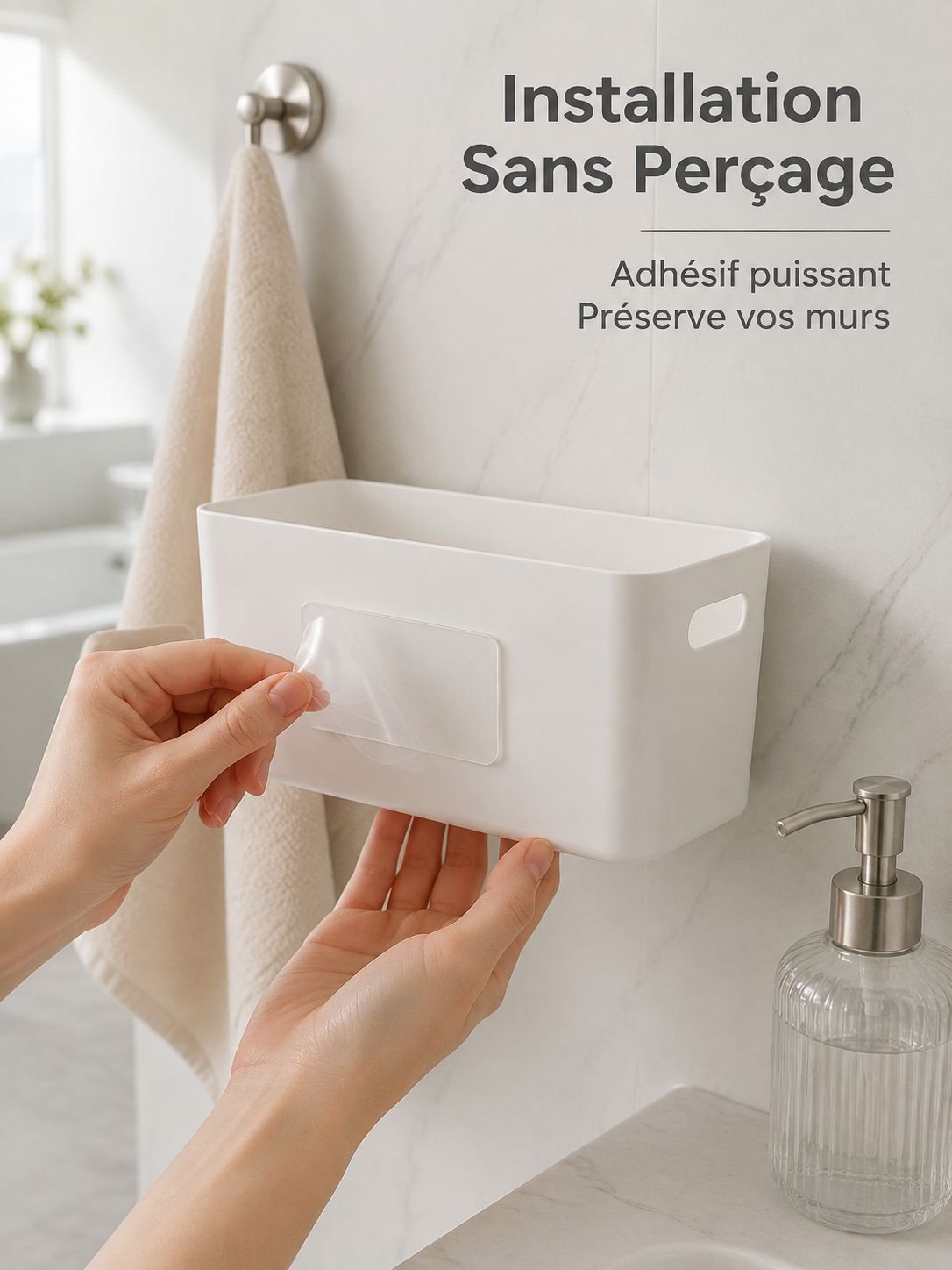 Boîte de rangement murale simple pour salle de bain