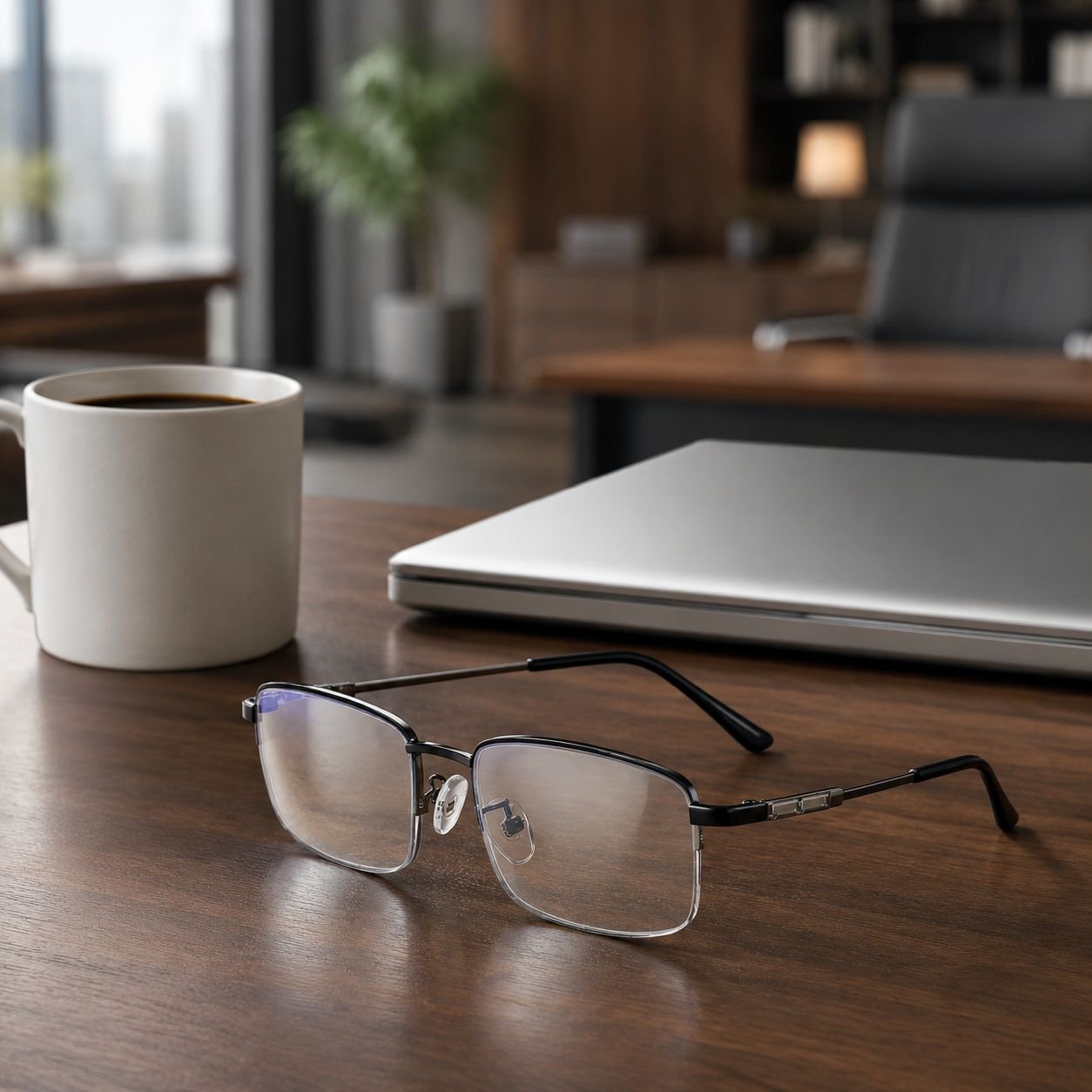 Smart Focus Myopia and Presbyopia Dual-use Glasses Anti-Blue Light HD Memory Titanium