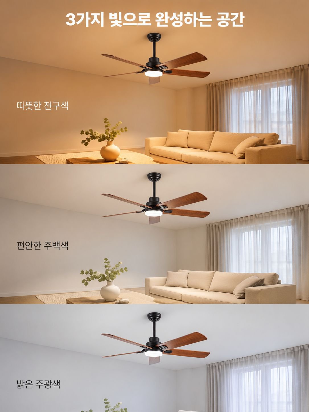고출력 저소음 LED 조명 팬