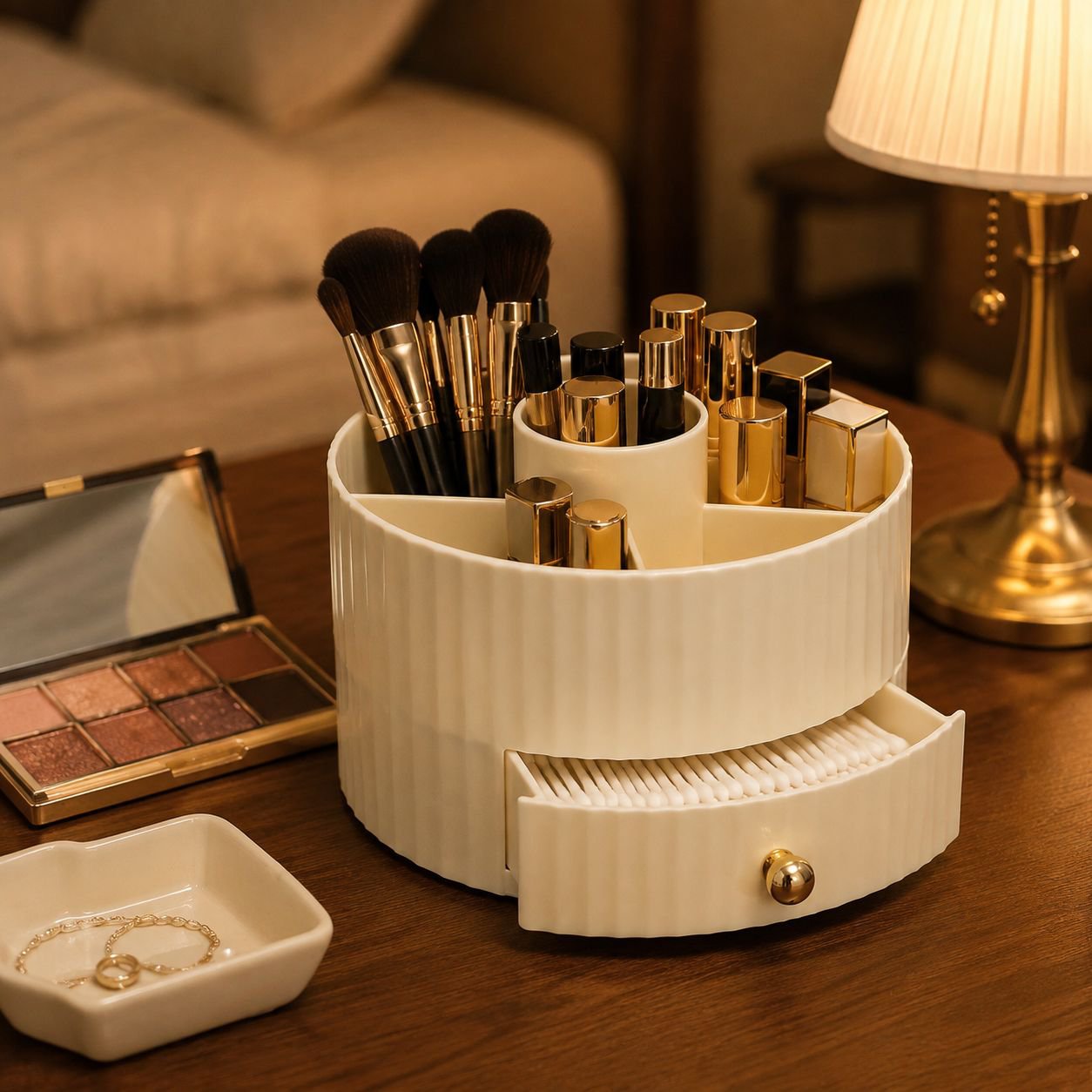 Desktop Cosmetics Drawer Storage Box Light Luxury Dressing Table Organizer