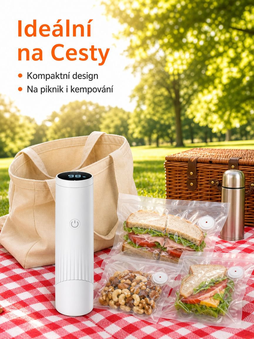 Domácí elektrická vakuová pumpa na potraviny, přenosný sáček na uchování čerstvosti